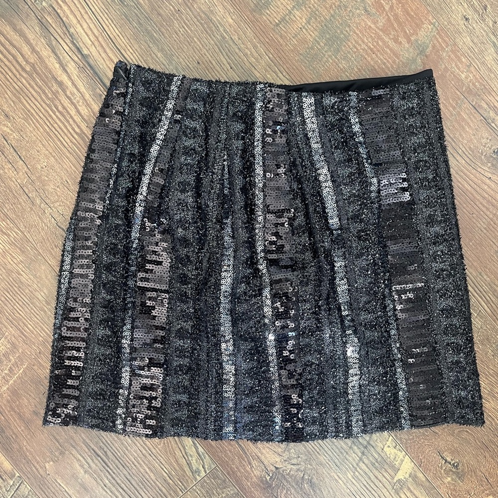 Express Black and Silver Sequin Mini Skirt